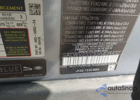 2018 Land Rover Range Rover Sport Hse Dynamic z USA, uszkodzony, nr VIN SALWV2SV3JA404432